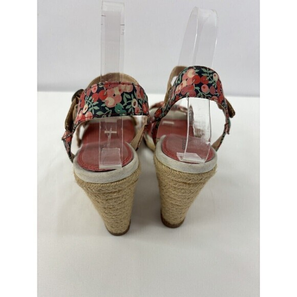 Sperry Topsiders Platform Wedge Heels Sandals Red Floral Print Stripe 9.5 M Rope - Picture 6 of 15